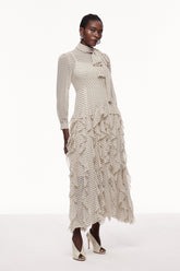 Catriona Noktalı Fiyonklu Volanlı Uzun Elbise